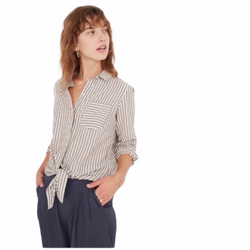 Madewell Tie-Front Shirt Maitland Stripe